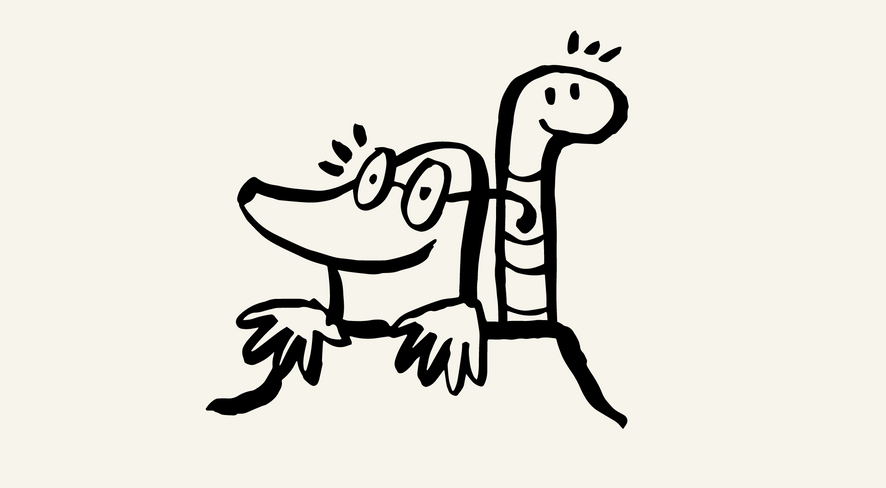 Zeichnung von Maulwurf und Wurm